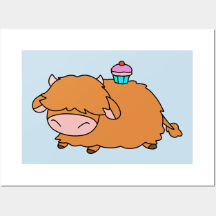 Cupcake Highland Cow Posters and Art